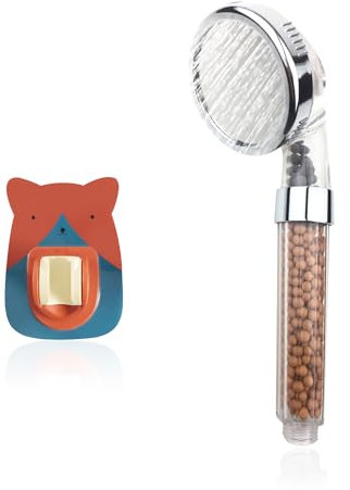 1 cabezal de ducha Booster, con 1 soporte autoadhesivo, accesorios de baño, juego de ducha de mano, ducha de filtro ajustable, cabezal de ducha de iones negativos, cabezal de ducha de 3 modos de