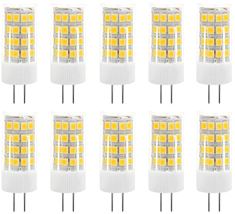HUAMu Ampoules LED G4 5W, AC/DC 12V, 500 Lumens, Blanc Chaud 3000K, Angle de faisceau 360°, équivalent G4 Halogène 50W, Not Dimmable, Lot de 10