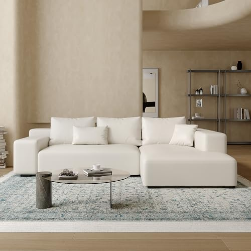 Acanva Modern Oversized Modular L Shaped Sectional Sofa Set for Living Room, Minimalist Style Comfy 4-Seat Corner Couch, Right Chaise, Vegan Leather