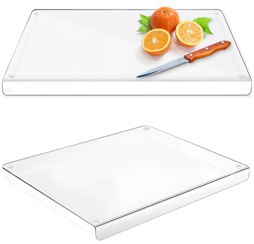 Tabla de cortar acrílica con borde de mostrador en tamaño pequeño, grande y XL, tabla de cortar transparente para encimera, tabla de cortar transparente con labio, protectores de encimera para cocina