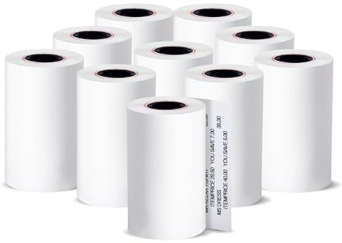 100 rollos de papel térmico de 57 x 40 pulgadas, rollo de recibos para caja registradora, POS, máquina de tarjetas de crédito con tira de advertencia roja