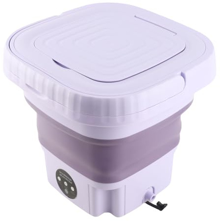 Lavatrice Portatile 11L con Timer 2-10-15 min Automatica Pieghevole con Tubo di Drenaggio per Appartamento, Viaggio, Studente, Campeggio