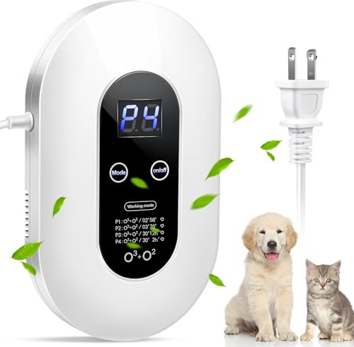 Generador de Ozono Purificador de Aire, Ionizador de Aire, Mini Generador de Ozono Esterilizador, Purificador Aire Desodorizador para Baño, Cocina, Humo, Coches, Mascotas, Formaldehído y Olor