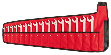 TEKTON Angle Head Open End Wrench Set with Pouch, 16-Piece (10-27 mm) | WAE92402 | Made in USA