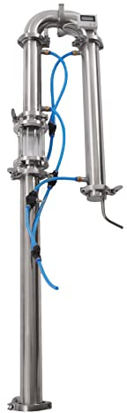 Tubular Distillation Tower, 2 Stainless Still Moonshine Reflux Distilling Column Domestic Self Brew Distiller Wine Making Tool With Sight Glass Copper for Whiskey Fruit Wine Pure Silver