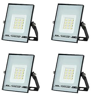MEIVIYA Projecteur LED extérieur Éclairage LED 10 W 20 W 30 W 50 W 100 W 150 W Haute Luminosité IP66 Étanche Extérieur Mini Projecteur Porte Murale Garage Lampe De Jardin(Warm White,10W 4pcs)