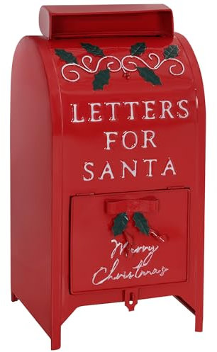 HOMCOM Christmas Post Box, Letters for Santa Mailbox, Freestanding or Wall Mounted Postbox, Indoor Christmas Decoration, Red