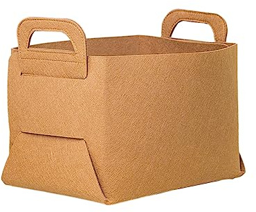 Anevous Faltbarer Filz Aufbewahrungsbox, Filz Korb Aufbewahrung mit Zwei Henkeln, Regalbox Faltbox Accessoires, Filzkorb für Kleidung, Handtücher, Kinderspielzeug,Braun L