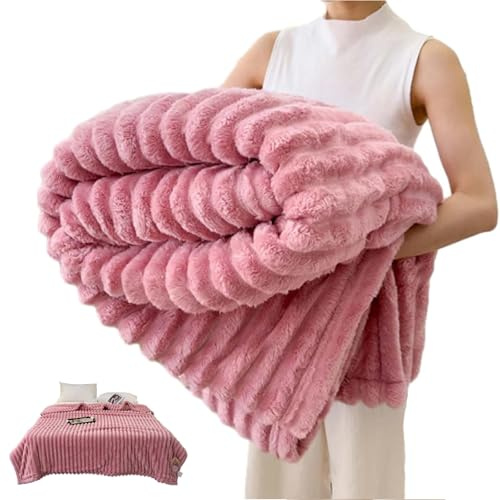 Manta de Franela para Cama y Sobrecama Mantas para Cama Cobijas de Invierno Manta Gruesa y Suave Tacto Ultra Suave, Cálida y Mullida Manta Polar para Sofá(Pink,70 * 100cm/27.5 * 39.3in)