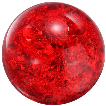 sourcing map Sfera di cristallo da 40 mm, in vetro incrinato di ghiaccio, sfera decorativa solida, ornamento per Feng Shui, divinazione, divinazione della fortuna, fontana da tavolo, colore: rosso
