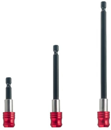 3 Pcs Drill Extension Bit Holder Set – 2.4, 4, 6 Long Drill Bit Extenders – 1/4 Hex Impact Extension for Screwdrivers & Impact Drivers