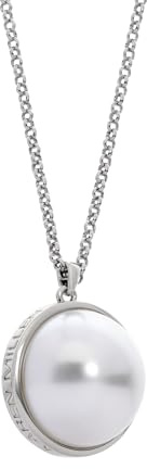 Karen Millen Large Pearl Ball Pendant Necklace for Women (Silver/Pearl)