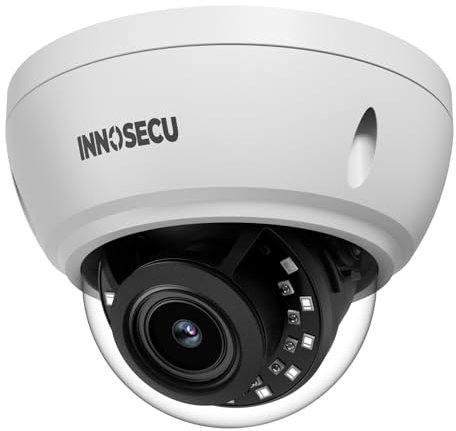 INNOSECU UltraHD 8MP PoE Camera, Wired IP Vandal-Proof Dome Security Camera for Home and Business, Smart Human&Vehicle Detection, Night Vision 100ft, 2.8mm Wide Angle 110°, Built-in Mic, IND8BR56A