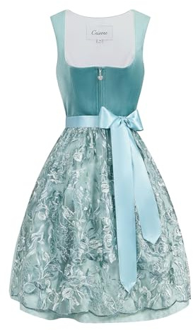 CEIVONE Dirndl für Damen, Dirndl Samt Grün Midi, Dirndl Oktoberfest, Damen Outfit Traditionelle Trachten, Dirndl Trachtenkleid (DE/NL/SE/PL, Numerisch, 36, Regular, Regular, Standard, Grün)