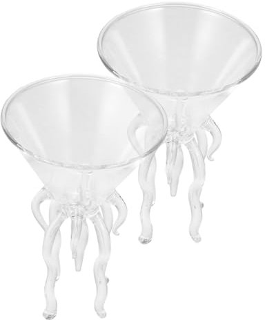 VALICLUD 2pezzi Bicchieri Da Cocktail in Vetro Forma Di Polpo Per Feste e Occasioni Speciali Design Unico Trasparente Per Cocktail e Bevande