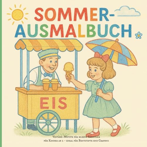 Mein Sommer-Ausmalbuch: 50 nostalgische Sommermotive für Kinder ab 2 Jahren – Vintage-Ausmalspaß mit klaren Linien für Buntstifte, Filzstifte und Wachsmaler