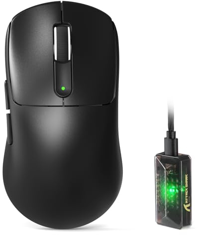 ATTACK SHARK V5 Kabellose Gaming Maus 53g, 20000 FPS, Optische Schalter, PAW3950MAX 42K DPI Sensor, 8KHz RGB Empfänger, Tri-Mode BT/2.4GHz/USB-C, 500mAh, Mittel- bis Große Hände (Schwarz)