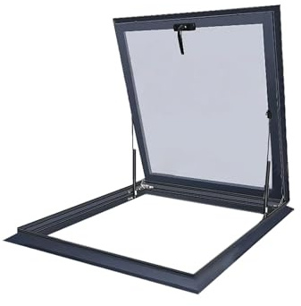 Couvercle trappe toit extérieur, trappe d'accès au toit avec verre, puits lumière en alliage d'aluminium for toit de maison, fenêtre sous-sol d'échappement de grenier étanche à la pluie.