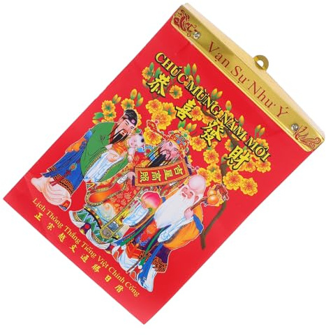 NUOBESTY vietnamesisk kalender 2026 kinesisk månkalender hängande kalender 2026 avrivningskalender kinesisk nyårskalender väggkalender för år 2026 väggkalender papper röd