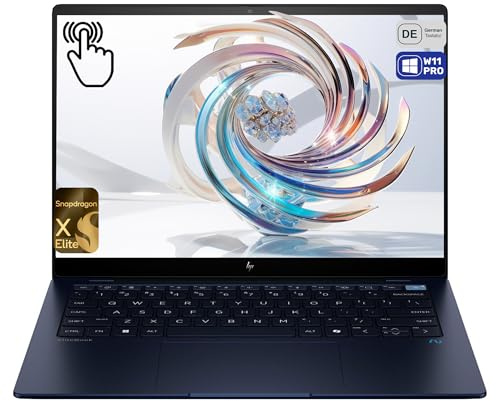 HP EliteBook Ultra G1q AI Laptop, Snapdragon X Elite X1E-78-100, 16 GB LPDDR5x RAM, 2 TB PCIe SSD, display touch screen IPS da 14 2.2K Qualcomm Adreno GPU, tastiera QWERTZ, Windows 11 Pro, blu