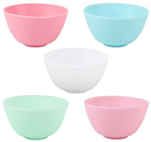 Wahijihe 5 Pcs Silicone Facial Mask Mixing Bowls Set,Multi colored Reusable Silicone Bowls for Diy Face Mask Mixing Tool for Facial Mask,Hair Dye,Other Skincare Products