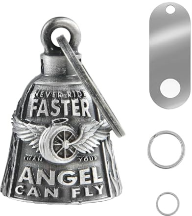 JOYOLA Llavero Moto Campana Guardiana, Personalizado Anillo Colgante, Motocicletas, Vehículos Eléctricos, Bicicletas, Coches Amuleto de Protección y Buena Suerte (Plata)