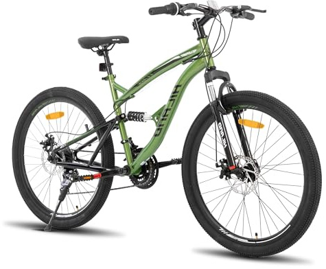Hiland MTB 26 Pollici Doppia Sospensione - Mountain Bike 21 Velocità Unisex con Doppi Freni a Disco, Telaio in Acciaio al Carbonio, Sospensione Completa, Verde