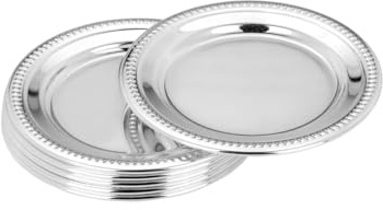 Set di 6 piatti in vetro con elegante bordo in perla, sottobicchieri placcati in argento, Ø 10,5 cm, eleganti sottobicchieri per bicchieri, tazze e decorazioni, protezione antigraffio ed elegante