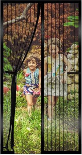 Magnetic Fly Screen Door 80 * 200cm, Heavy Duty Bug Mesh Curtain with Powerful Magnets,Keep Bugs Out Lets Fresh Air in