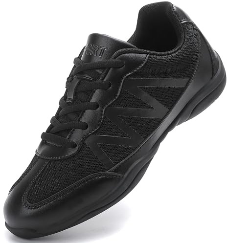 PQWXVYU Black White Cheer Shoes Girls Women Cheerleading Dance Sneakers | Comfortable Athletic Trainers for Women Cheerleader Gymnastics Competition & Daily Training