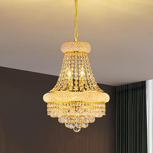 MSSIAN Gold Kristall Kronleuchter mit K9-Kristallen, 6-flammige luxuriöse Empire Design Beleuchtung – Ideal über dem Esstisch, im Wohnzimmer, Schlafzimmer und Küche