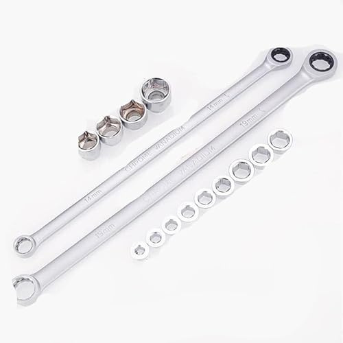 Generico Kit Di Chiavi A Cricchetto Regolabili Da 15 Pezzi In Acciaio Al Cromo Vanadio, Set Dinamometriche A Bussola For Risparmiare Lavoro, Utensili Manuali For La Riparazione Auto(Adjustable Head)