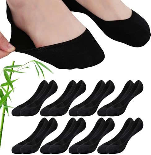 inaWarm Fantasmini Donna, 8 Paia Calzini Invisibili e Ballerina in Bambù e Cotone, Traspiranti e Antiscivolo, per Sneakers, Mocassini e Tacchi, Taglia 35-42