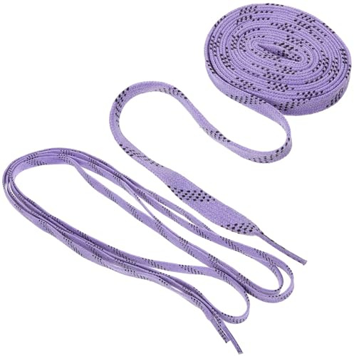 Veemoon Cordones de Zapatos para Patines de Hockey sobre Hielo, Cordones Planos Encerados, 1 Par en Color Púrpura, Material de Algodón y Poliéster, Resistentes al Desgaste y Bajas