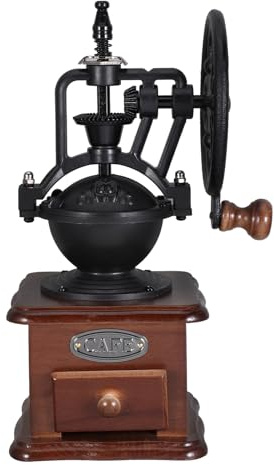 FOMIYES Moulin à Café Manuel Vintage à Manivelle, Broyeur Portable en Bois et Fonte, Réglable pour Grains de Café et Épices, Compact pour Bureau et Voyage, Cafetière Manuelle Supérieure