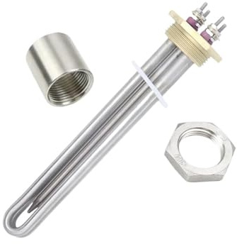 Flange Water Zeater Element 36V DC Heating 1200W with 1 1/4 BSP DN32 Copper Solar Heater with 8mm Thermostat Tube(Heater Thread Nut)