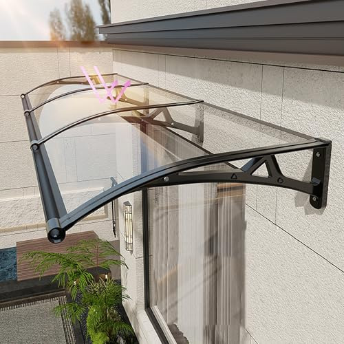 Dörrmarkis, aluminiumregnbaldakin för fönster, uteplats, UV-beständig och ljudisolerad med dräneringsspår, enkel gör-det-själv-montering för hemskydd