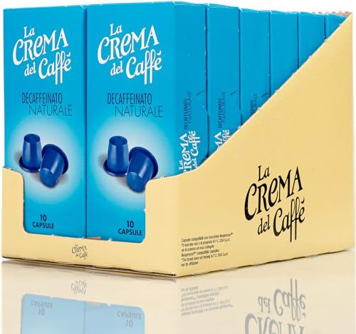 La Crème Café Décaféiné Naturel, 120 Capsules Compatibles Nespresso, Espresso Décaféiné en Capsule Corsé et Équilibré avec des Notes de Chocolat et d'Épices