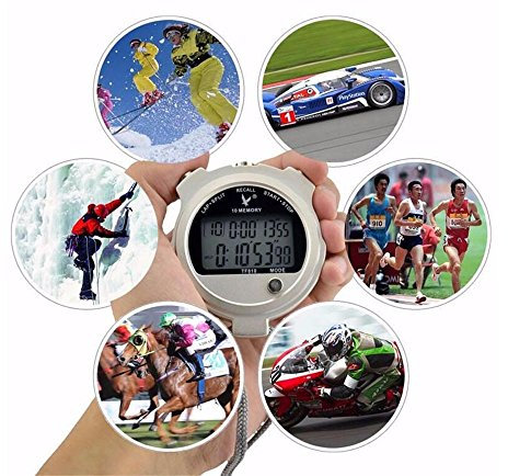 cuzit Stop Armbanduhr Metallic Professional Stoppuhr 10 runden Split recallable Memory Leichtathletik Stoppuhr Sport Timer für Herren TF810
