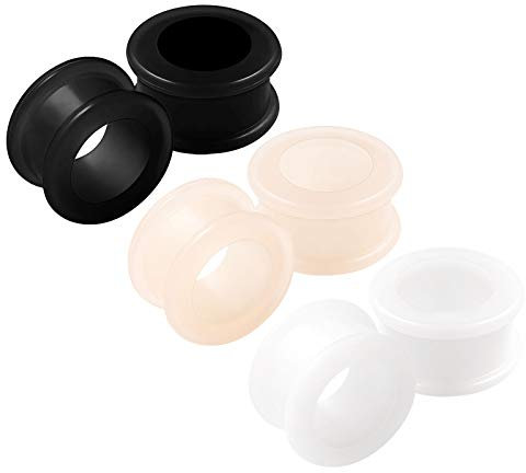 KJM Fashion 6 Stk Silikon Schwarz Hautfarbe Weiß 20 mm 3/4inch Fleischtunnel Tunnel Ohrringe Flesh Plugs Dehnen ohrloch Earplugs Piercing Schmuck 2769