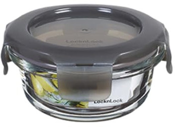 LocknLock OVEN GLASS Frischhaltedosen Glas mit Deckel | 130 ml Rund, Ø100 x 50 mm | Kühlschrank, Gefriertruhe & Spülmaschine | Borosilikat-Glas bis 400°C ofenfest | Mikrowellengeschirr mit Deckel