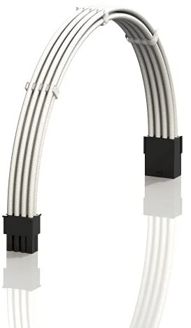 LINKUP - AVA 30cm 8 Pines (6+2) GPU PCI-E Fuente de Alimentación PSU Cable de Extensión de PC Personalizado con Funda Trenzada y Peine┃Un Solo Paquete┃300mm - Blanco