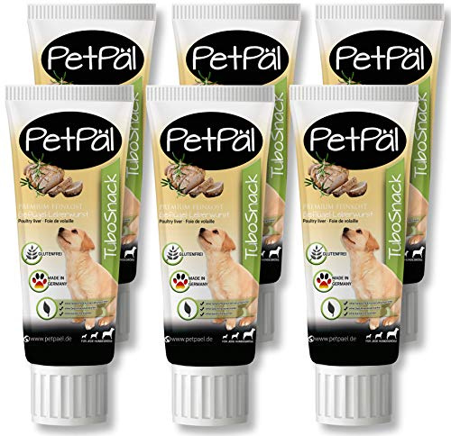 PetPäl Saucisse pour Chiens TuboSnack - Lot de 6: Pâte de Volaille en Tube - Premium Friandise naturellement délicieuses sans Céréales, Sucre, Sel - Aussi pour Les Chiots - Made in Germany