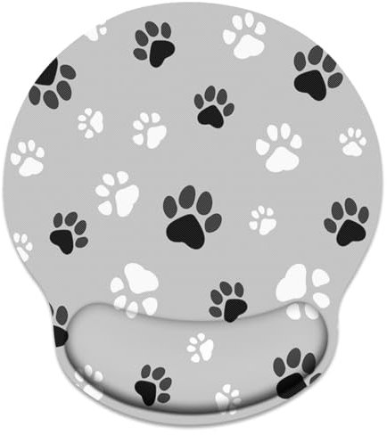 Britimes Ergonomic Mouse Pad with Wrist Support Gray Paw Print Non-Slip Rubber Base Mousepad for Home Office Gaming Working Computers Laptop Easy Typing & Pain Relief