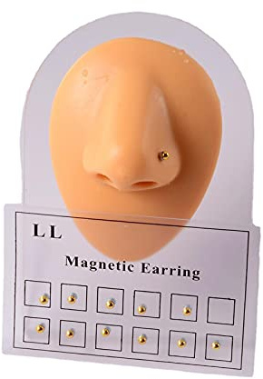 Fuqimanman2020 12 Pcs Stainless Steel Magnetic Crystal Fake Ear Stud Earrings Set Colorful 3mm Non Piercing Nose Lip Rings for Women Men Jewelry(C)