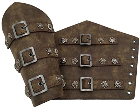 Wikinger-Armschienen, mittelalterliche Gürtel-Leder-Schnalle-Armschienen, handgefertigte Vollnarbenleder-Armschienen, Ritter LARP Retro Renaissance Armschützer, Halloween Kostümzubehör für Mottoparty