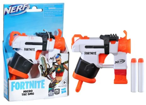 Nerf Fortnite Micro Tac SMG Mini Dart-Firing Blaster, Fortnite Tac SMG Equipment Design, Includes 2 Nerf Elite Darts