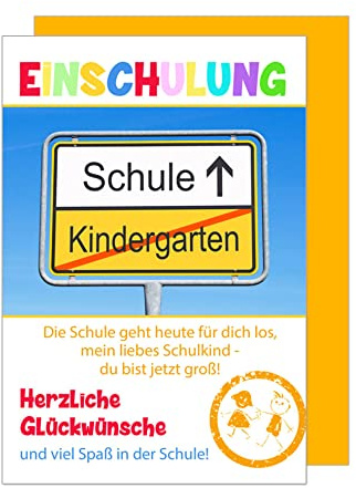 Edition Seidel Premium Glückwunschkarte zur Einschulung mit Umschlag. Einschulungskarte Grußkarte Karte zum Schulanfang Schuleinführung Schulstart Spruch Mädchen Junge 1. Klasse (ES115 SW022)