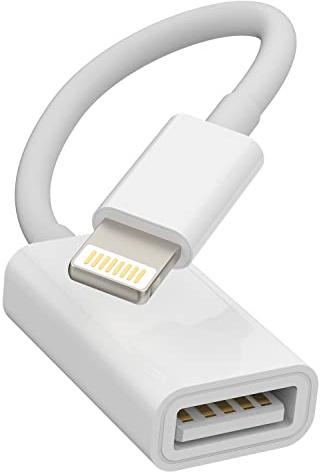 for iPhone OTG Adapter Dongle Lightning Male to USB Female Cable for Apple for iPad Air Camera Card Reader Flash Drive Mouse Keyboard Hub MIDI U Disk Compatible with 13 11 12 Pro Max Mini Xr X Xs 8 7