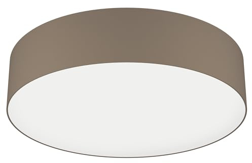EGLO connect.z Smart Home LED Deckenleuchte Romao-Z, ZigBee | App und Sprachsteuerung Alexa, Lichtfarbe einstellbar (warmweiß-kaltweiß), RGB, dimmbar, Textil Deckenlampe taupe